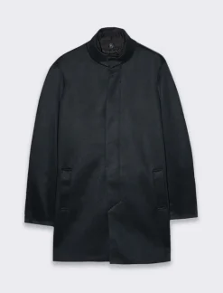 Piazza Italia Cappotto con collo alla coreana e tasche a filetto sui fianchi - Blu Store