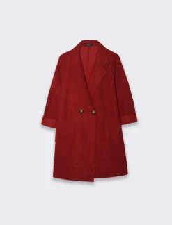 Piazza Italia Cappotto doppiopetto con tasche e toppa sul davanti - Rosso New