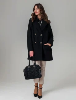 Piazza Italia Cappotto doppiopetto in tessuto bouclè - Nero Online