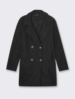 Piazza Italia Cappotto doppiopetto in tessuto bouclè - Nero Online
