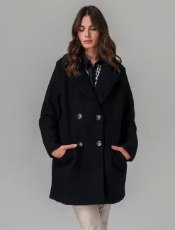 Piazza Italia Cappotto doppiopetto in tessuto bouclè - Nero Online