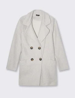 Piazza Italia Cappotto doppiopetto in tessuto bouclè - Avorio Beige Shop