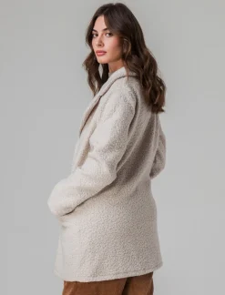 Piazza Italia Cappotto doppiopetto in tessuto bouclè - Avorio Beige Shop