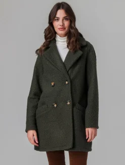 Piazza Italia Cappotto doppiopetto in tessuto bouclè - Ve.milit. Verde Discount