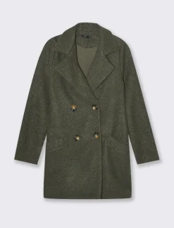 Piazza Italia Cappotto doppiopetto in tessuto bouclè - Ve.milit. Verde Discount