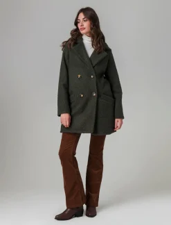 Piazza Italia Cappotto doppiopetto in tessuto bouclè - Ve.milit. Verde Discount
