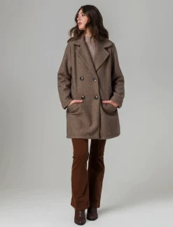 Piazza Italia Cappotto doppiopetto in tessuto bouclè - fango Grigio Shop