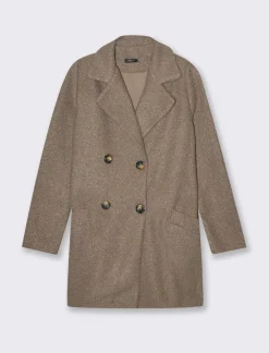 Piazza Italia Cappotto doppiopetto in tessuto bouclè - fango Grigio Shop