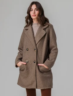 Piazza Italia Cappotto doppiopetto in tessuto bouclè - fango Grigio Shop