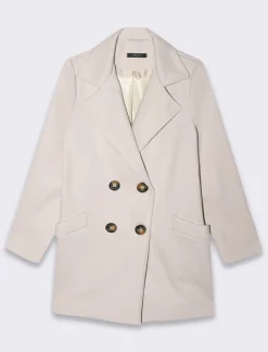 Piazza Italia Cappotto doppiopetto in tessuto diagonale - Bianco gesso Cheap