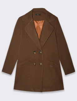 Piazza Italia Cappotto doppiopetto in tessuto diagonale - Moro Shop