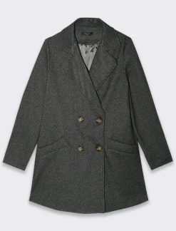 Piazza Italia Cappotto doppiopetto in tessuto diagonale - Grigio Cheap