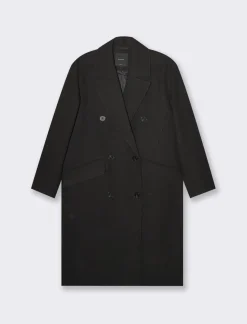 Piazza Italia Cappotto linea squadrata vestibilità over con abbottonatura doppio petto - Nero Online
