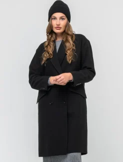 Piazza Italia Cappotto linea squadrata vestibilità over con abbottonatura doppio petto - Nero Online