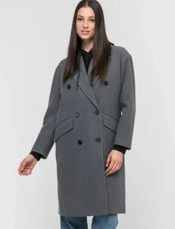 Piazza Italia Cappotto linea squadrata vestibilità over con abbottonatura doppio petto - melange Grigio Cheap