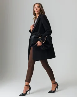 Piazza Italia Cappotto monopetto 2 bottoni collo revers spacchetti sui polsi - Nero Store