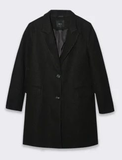 Piazza Italia Cappotto monopetto 2 bottoni collo revers spacchetti sui polsi - Nero Store