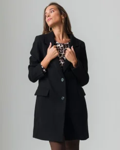 Piazza Italia Cappotto monopetto 2 bottoni collo revers spacchetti sui polsi - Nero Store