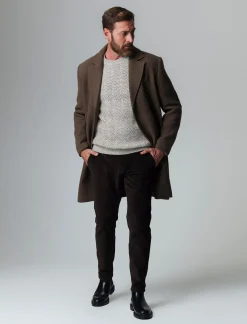 Piazza Italia Cappotto regular fit con collo a revers a punta e maniche lunghe - fango Grigio Discount