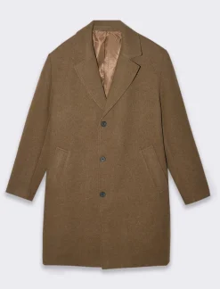 Piazza Italia Cappotto regular fit con collo a revers a punta e maniche lunghe - fango Grigio Discount