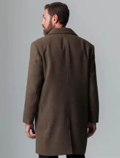 Piazza Italia Cappotto regular fit con collo a revers a punta e maniche lunghe - fango Grigio Discount