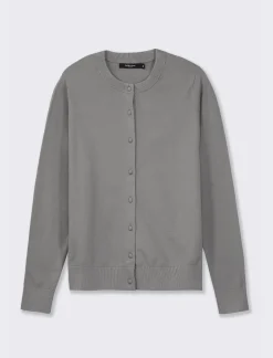 Piazza Italia Cardigan a girocollo in maglia fine vestibilità comfort - Antracite melange Grigio Online