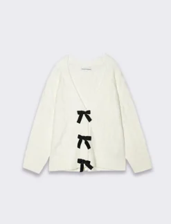 Piazza Italia Cardigan a trecce da bambina con manica raglan e fiocchetti decorativi - sporco Bianco Shop