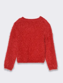 Piazza Italia Cardigan con bottoncino frontale e applicazione di fiocco a fantasia - Rosso Online