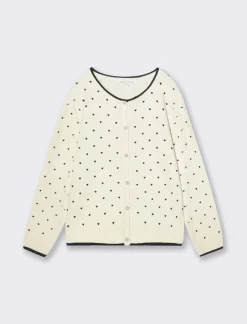 Piazza Italia Cardigan con bottoni perlati e stampa flock - Beige Sale