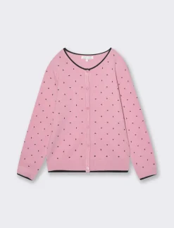 Piazza Italia Cardigan con bottoni perlati e stampa flock - Rosa Clearance