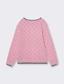 Piazza Italia Cardigan con bottoni perlati e stampa flock - Rosa Clearance