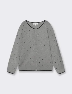 Piazza Italia Cardigan con bottoni perlati e stampa flock - mel. Grigio Cheap