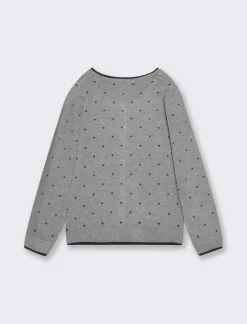 Piazza Italia Cardigan con bottoni perlati e stampa flock - mel. Grigio Cheap