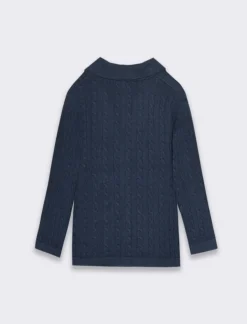 Piazza Italia Cardigan con collo stile classico e bottoni con maniche e taschine in tessuto a trecce - Blu Best Sale