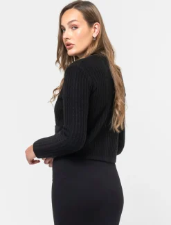 Piazza Italia Cardigan corto con bottoni utilites effetto metallo dorato - Nero Clearance