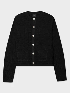 Piazza Italia Cardigan corto con bottoni utilites effetto metallo dorato - Nero Clearance