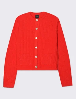 Piazza Italia Cardigan corto con bottoni utilites effetto metallo dorato - Rosso Best Sale