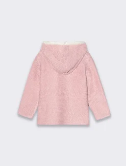 Piazza Italia Cardigan da neonata con cappuccio e bottoni con pelliccia interna - Lilla Viola Outlet
