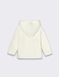 Piazza Italia Cardigan da neonata con cappuccio e bottoni con pelliccia interna - sporco Bianco Outlet