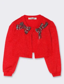 Piazza Italia Cardigan da neonata con fiocchi in tartan. - Rosso Shop