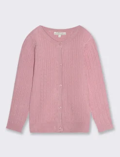 Piazza Italia Cardigan girocollo a treccia vestibilità regular - Rosa Store