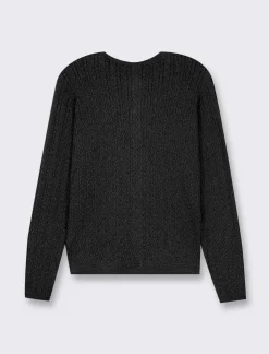 Piazza Italia Cardigan in maglia con lavorazione a treccia - Nero Outlet