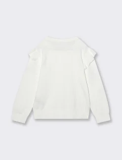 Piazza Italia Cardigan in maglia di cotone con rouches sulle spalle e abbottonatura sul davanti - Bianco Flash Sale