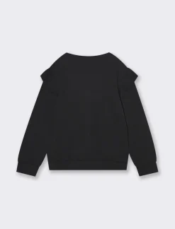 Piazza Italia Cardigan in maglia di cotone con rouches sulle spalle e abbottonatura sul davanti - Nero Fashion