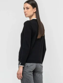 Piazza Italia Cardigan in maglia fine con dettaglio contrasto su tinta e polsi - Nero Shop