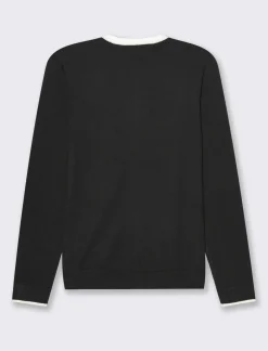Piazza Italia Cardigan in maglia fine con dettaglio contrasto su tinta e polsi - Nero Shop