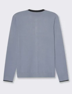 Piazza Italia Cardigan in maglia fine con dettaglio contrasto su tinta e polsi - Celeste Azzurro Flash Sale