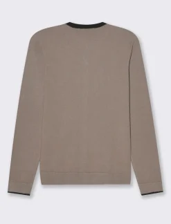 Piazza Italia Cardigan in maglia fine con dettaglio contrasto su tinta e polsi - tortora Grigio Clearance