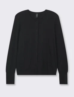 Piazza Italia Cardigan in maglia fine di viscosa con dettaglio bottoni effetto dorato - Nero Outlet