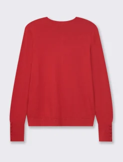 Piazza Italia Cardigan in maglia fine di viscosa con dettaglio bottoni effetto dorato - Rosso Cheap